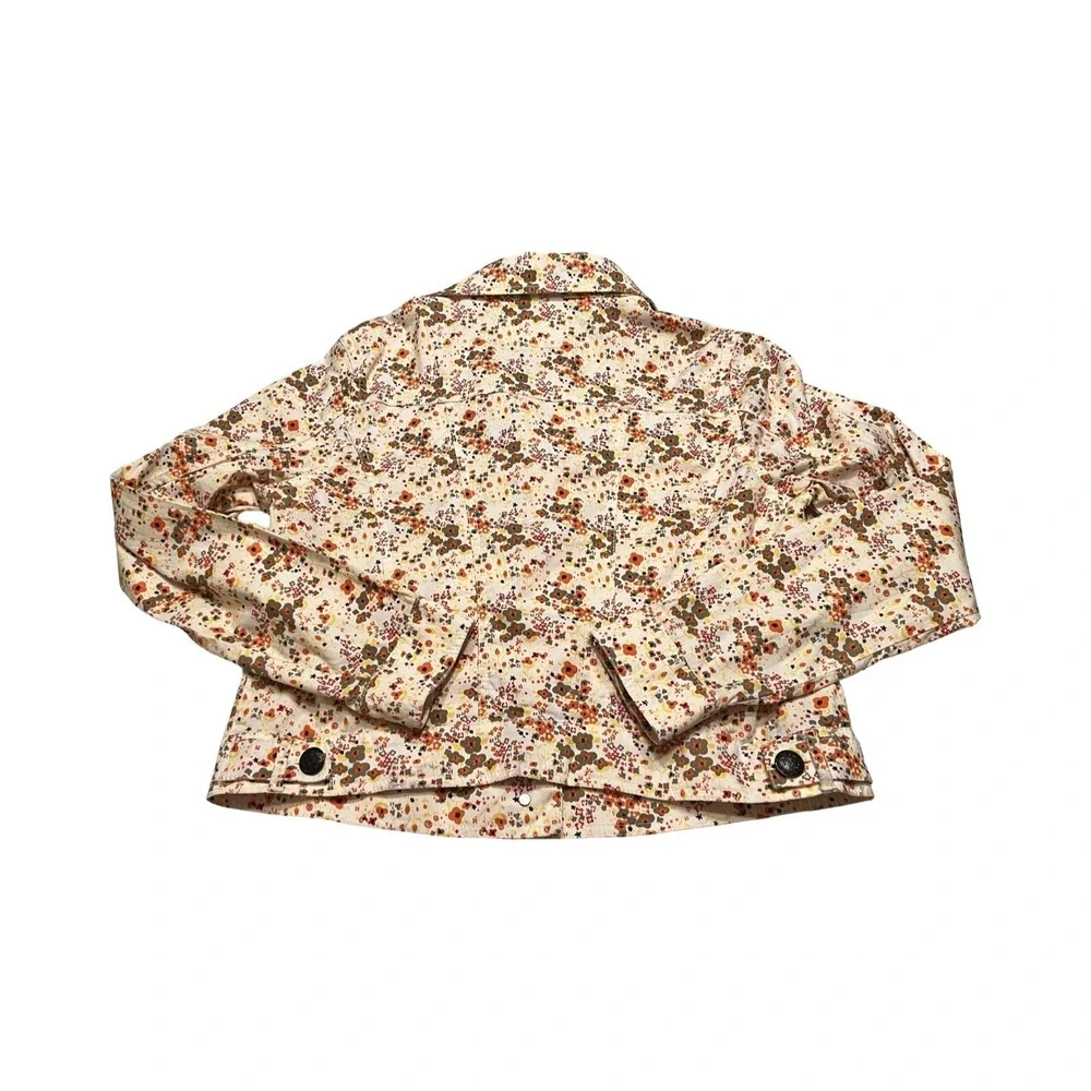 Aventura Womens M‎ Organic Cotton Fall Floral Trucker Jacket Orange Brown